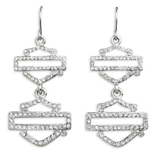 [99425-11VW] Crystal Bling Bar &amp; Shield Logo Earrings