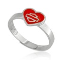 Kids Silver Ring Red B&S Heart