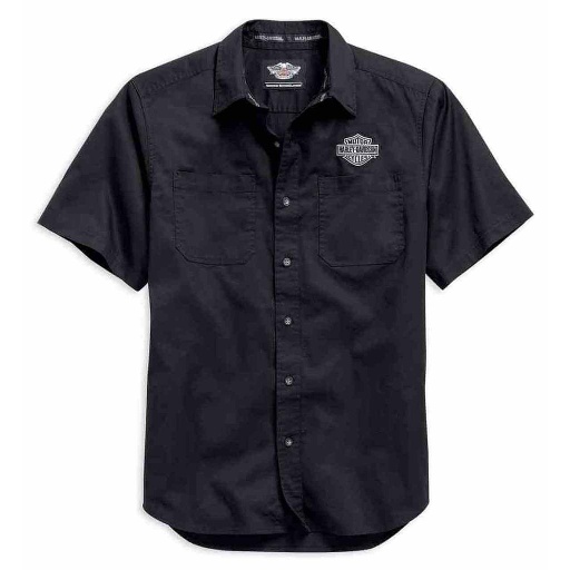 Embroidered B&amp;S Logo Short Sleeve Woven Shirt