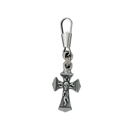 [ZPA1019] Cross with Skull Zipper Pull