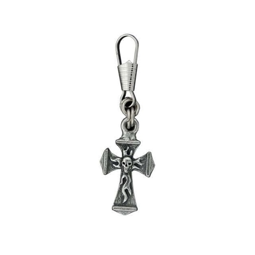 [ZPA1019] Cross with Skull Zipper Pull