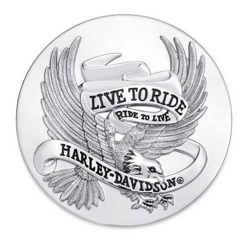 [99027-87T] Live To Ride Eagle Chrome Medallion, 3.5”