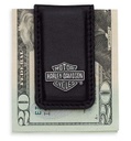 Bar & Shield Medallion Leather Money Clip