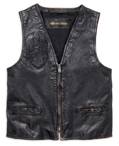Iron Distressed Slim Fit Leather Vest