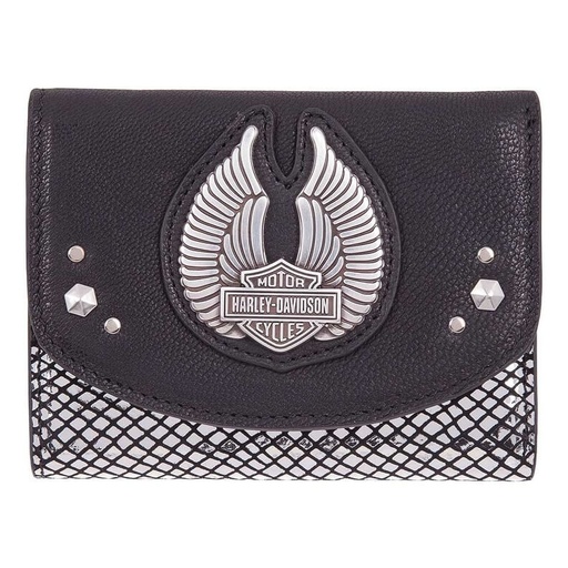 [HDWWA11347-BLK] Wing Disco Genuine Leather RFID Wallet
