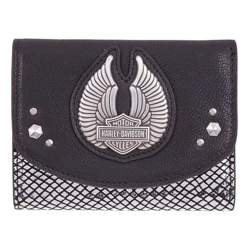 [HDWWA11347-BLK] Wing Disco Genuine Leather RFID Wallet