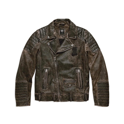 [97174-17VM/000L] #1 Skull Distressed Leather Jacket
