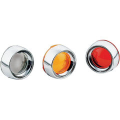 [2107] Deep-Dish Bezels for Bullet Turn Signals, Smoke Lens Chrome Bezel