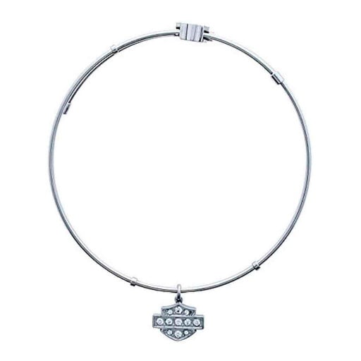 [HSB0077] Bangle White Bling Bar &amp; Shield Dangle Bracelet