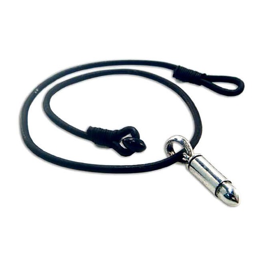 [572410] Black Leather Choker w/ Bullet