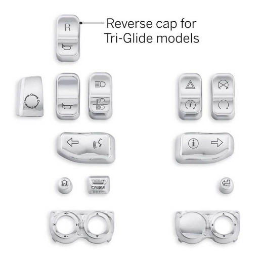 [71500187C] Switch Cap Kit, Fits Glide Models, Chrome Finish