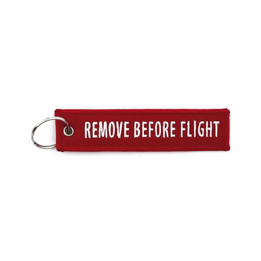 [545473] Remove Before Flight Nøkkelring, Rød