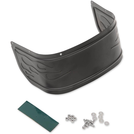[1405-0224] Chrome Plated Steel Front Fender Skirt, Black, Flame