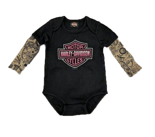 Infant Girls' Black Creeper with Tattoo Sleeves