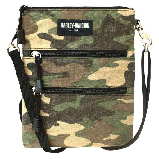 [LCC4565-CAMO] Women's Camo Print Cotton Canvas Crossbody / Clip Bag Purse