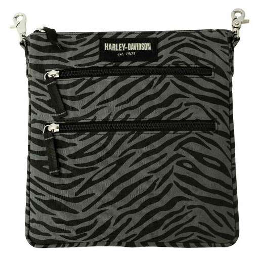 [LCC4572-ZEBRA] Zebra Print Cotton Canvas Crossbody / Clip Bag Purse