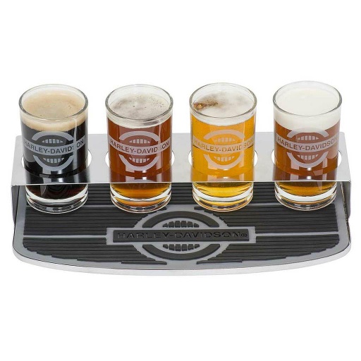 [HDL-18803] Rider Tasting Flight Glass Set w/ Bar Mat &amp; 4 Glasses