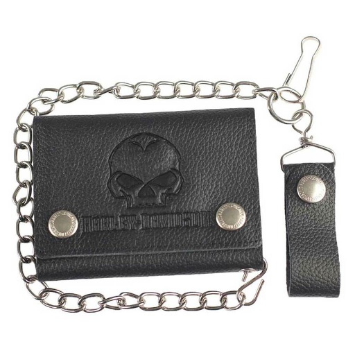 [XML4721-BLACK] Emboss Willie G Skull Medium Trucker Wallet