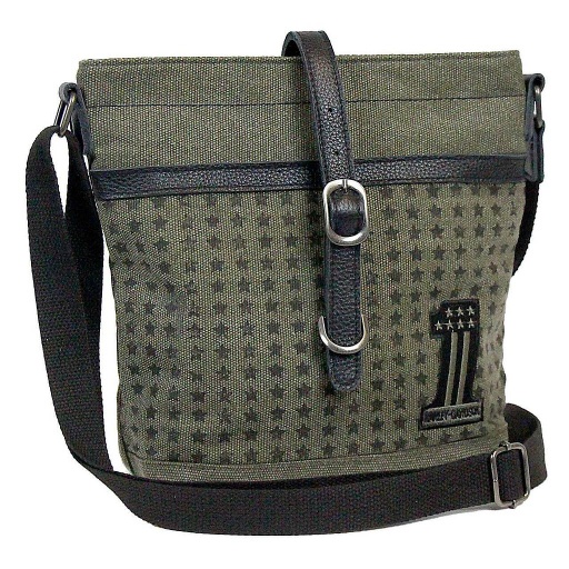 [WDD7365-OLIVE] Embroidered #1 Distressed Denim Crossbody Purse