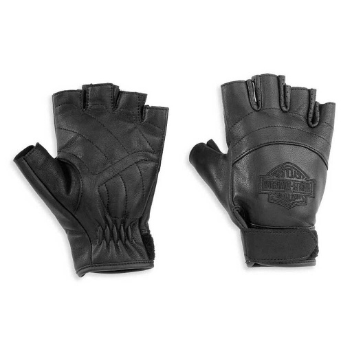 Women's Bar &amp; Shield Fingerless Leather Gloves