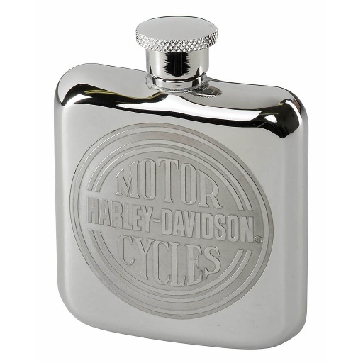 [HDL-18596] Engraved Circle H-D Logo Stainless Steel Hip Flask