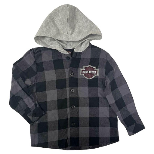 Little Boys' B&amp;S Hooded Plaid Flannel Toddler Shirt
