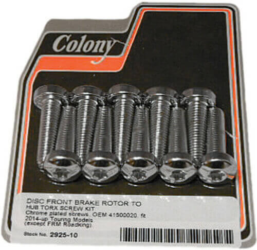 [782673] Chrome front rotor-hub screw kit, 10 pieces M8x1.25x30mm Torx (OEM 41500020)