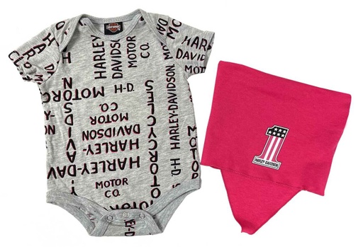 Baby Girls' Hot Pink Printed H-D Creeper &amp; Doo Rag Set