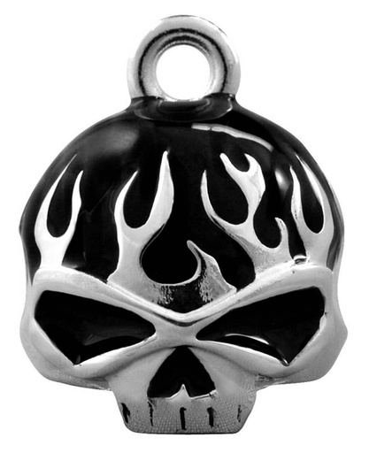[HRB039] Black Flames Skull Silver Guardian Bell