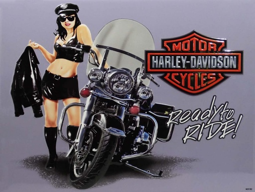 [MSF282-48B] Ready to Ride Jacket Babe Metal Sign