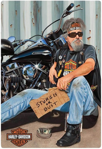 [STURGIS-SIGN] Sturgis or Bust Tin Sign