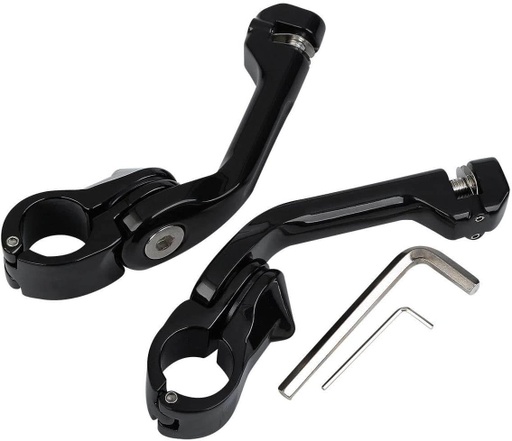 [XF210329-B] 1.25" 32mm Gloss Black Highway Long Angled Peg Mount Kit Fits For Harley Davidson