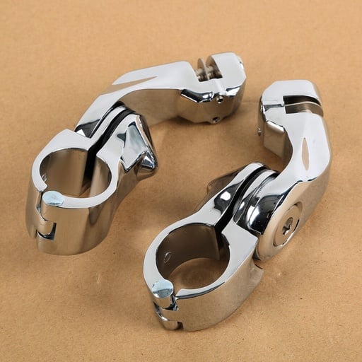 [XF210328] 1.25" Chrome Short Angled Highway Adjustable Peg Mount Kit For Harley