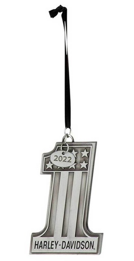 [HDX-99241] 2022 Pewter Embossed #1 Logo Hanging Holiday Ornament