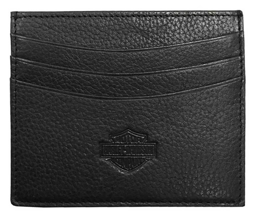 [XML3586-BLACK] Embossed B&amp;S Front Pocket Leather Wallet