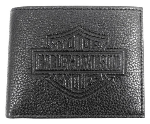 [MSB8361-BLACK] B&amp;S Embossed Pocketed Billfold Leather Wallet