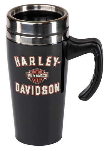 [HDX-98643] Travel Mug, Bar &amp; Shield Double-Wall Stainless Steel w/ Handle