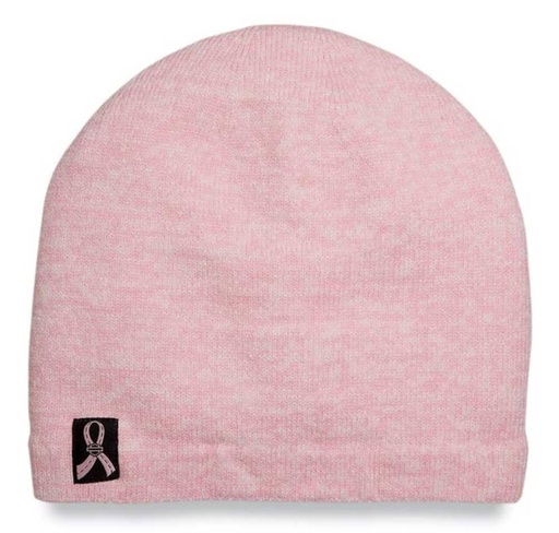 [97666-23VW] Pink Label Patch Knit Beanie Hat, Rose Pink