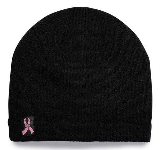 [97665-23VW] Pink Label Patch Knit Beanie Hat, Black
