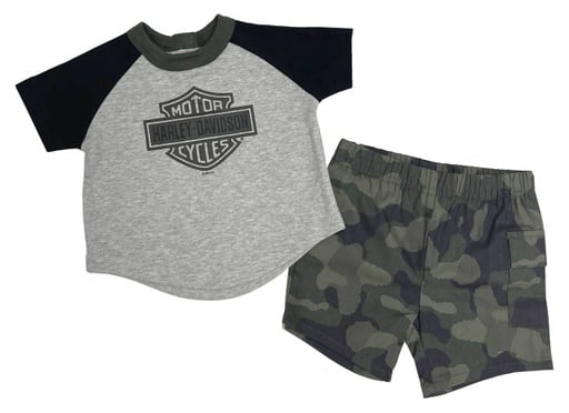 Baby Boys' 2-Piece Infant B&amp;S Raglan Tee &amp; Camo Short Set