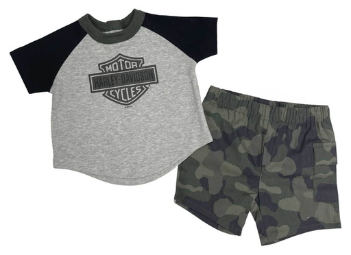 Little Boys' 2-Piece Toddler B&amp;S Raglan Tee &amp; Camo Short Set