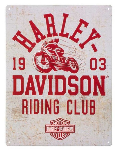 [HDL-15545] Embossed Tin Sign, Riding Club Bar &amp; Shield Logo