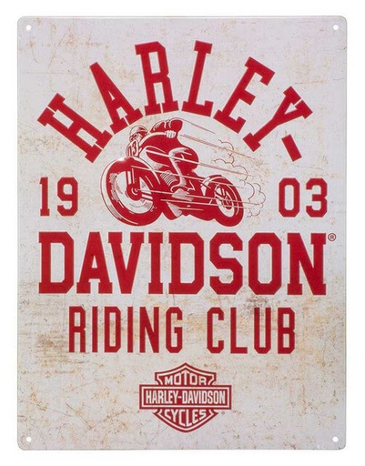 [HDL-15545] Embossed Tin Sign, Riding Club Bar &amp; Shield Logo