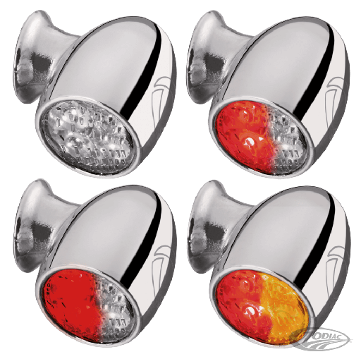 [743847] Atto Super Mini Turn Signals, Chrome w/ Clear Glass