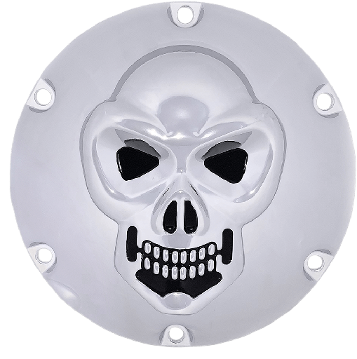 [1107-0631] Chrome 3-D Skull Derby Cover, 04-22 XL