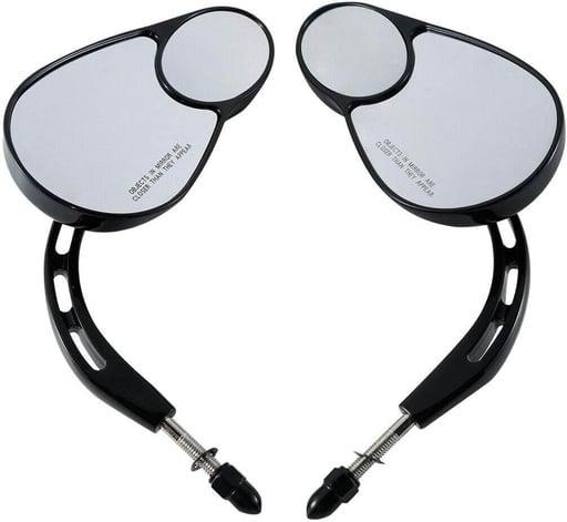 [XF110872-B] Dobbeltspeil for Harley, 8mm, Black