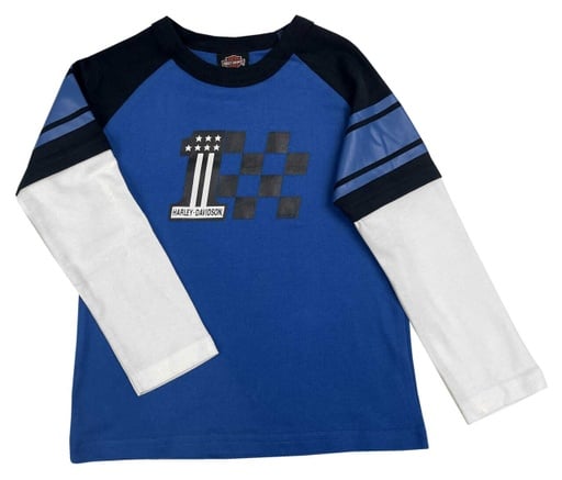 [1093315-8/10] Big Boys' Colorblocked Double Layer Long Sleeve Tee, Blue