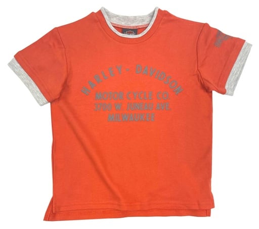 [1091221-8/10T] Big Boys' Double Layered Short Sleeve Tee, Orange/Gray