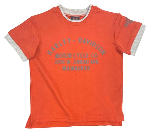 [1091221-8/10T] Big Boys' Double Layered Short Sleeve Tee, Orange/Gray