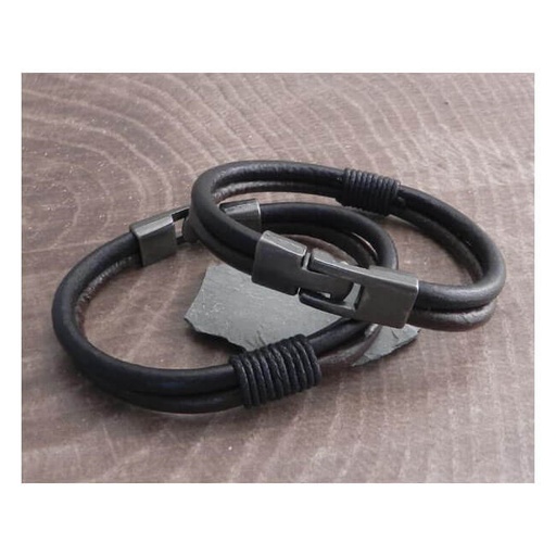[938220] Leather Double Round Wrap Bracelet